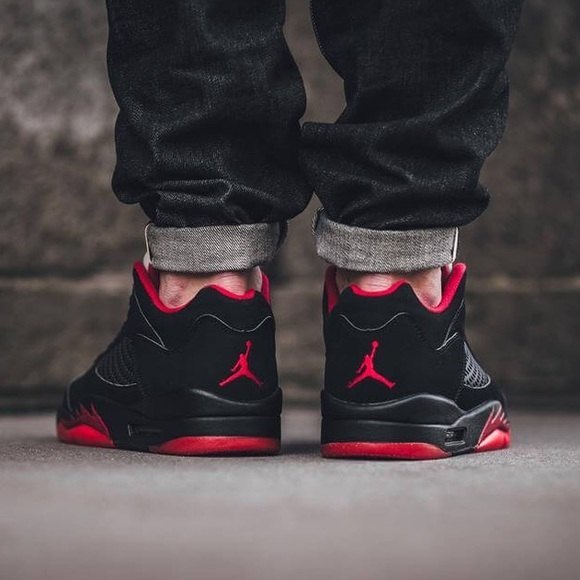 AIR JORDAN 5 RETRO LOW ALTERNATE 90 BLACK RED AUTHENTIC STREETWEAR SNEAKERS 6.5Y - Picture 8 of 8